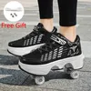 SURET Buty deformacja Roleta Rolki Kobiety Mężczyźni Parkour Skate Buty dziecięce trampki dla dzieci buty dla dzieci unisex 4 koła do biegania buty sportowe 230222