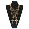 Herren Hip Hop Halsketten Mode 316L Edelstahl Kreuz Anhänger Halskette Schmuck Vergoldete Pullover Kette Halsketten