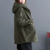 Women's Jackets 2023 Winter Corduroy Jacket Medium Long Loose Casual Large Size Cotton Plush Thickened Hooded Coat Mujer Chaqueta Abrigos