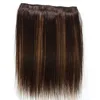 5-Clips One Piece P4/27 Clips In Hair Extensions Brazilian 100% Human Hair Straight Piano Color 14-24inch 60-100g