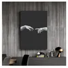 Resimler Dekor Michelangelo Adam Black Beyaz Duvar Sanat Modüler Resimleri Modern Posterler Yatak Odası HD Baskılar Tuval Resimleri Ev Woo