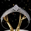 Hårklämmor Barrettes Stonefans Brud Tiara Cubic Zirconia Crown Headband Jewelry for Women Wedding CZ Crystal Bridesmaid Accessories