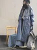 Trenchs de femmes Johnature Femmes Vintage Denim Patchwork Parkas Bouton Manches longues 2023 Hiver Lâche Style chinois Chaud