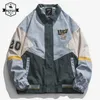 Men's Jackets American Street Men Bomber Embroidery Color Contrast Loose Jacket Pilot Coat Spring Autumn Hip Hop Korean Fashion Unisex 230223