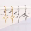 Hoop Earrings Gold Silver Color Slim Drop Earring Cross Geometric Circle Round Long Line Piercing Pendiente Luxury Jewelry Classic