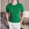 Men's T-Shirts New Men's Knitted Short Sleeve Tees solid color Large Cotton Elastic Loose Fashion Luxurious Casual T-shirt Mens blue Clothing Black White pluz size 4XL