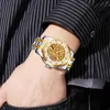 Orologi da polso SKMEI Orologi automatici Luxury Mens Mechanical Creative Chinese Dragon Pattern Dial Design Hour Clock Reloj Hombre