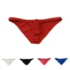 Underpants Men Briefs Seamless Upturned Pouch Ice Silk Thin Thong Transparent Gay Panties Elasticity Underwear Male Brief Solid Summer