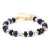 Strand Roundelle Shape Beads Armband Natural Stone Tiger Eye Lapis Lazuli Armband Energy Justerbara Elastiska smycken för män Kvinnor