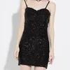 Robes décontractées 2023 femmes robe de mode Sexy brillant hors épaule Sequin Club Mini moulante paillettes embellies paillettes