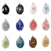 Charms Natural Stone Water Drop 펜던트 지르콘 스테인리스 스틸 석영 DIY 귀걸이 목걸이 보석 제작 1.8 1.3cm