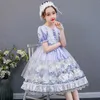 Robes de fille Enfants Fille Lolita Robe Dentelle Arc Doux Jolies Filles Princesse Robe D'été Fête D'anniversaire Robe De Bal Robe 315 Ans Fée Z0223