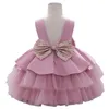 Girl's Dresses Infant Baby Girls Summer Dresses Christening Gowns Newborn Babies Baptism Clothes Princess tutu Birthday Party Bow Dress