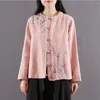 Vêtements ethniques 2023 Chinois traditionnel Hanfu Top Cotton Linen broderie Tangsuit Femmes Round Neck Cardigan Oriental Coat A432