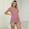 Women's T Shirts Sexy V Neck Criss Cross Neckline Short Sleeve Loose T-shirt Tops Summer Women Streetwear Tee Oversized S-2XL