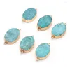 Naszyjniki wiszące 1pcs Naturalny kamień niebieski Druzy Crystal Charms Złącza podwójna dziura dla kobiet biżuteria Making Akcesoria Rozmiar prezentu 20x33 mm