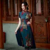 Vêtements ethniques 2023 automne Vietnam Aodai Styles chinois femmes impression florale Vintage longue robe Qipao élégant Cheongsam A90