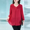 Blusas de mujer Camisas de gran tamaño 6xl Blusa verde de gasa con cuello redondo Blusas sueltas de manga de nueve cuartos Camisas sólidas Camisas de verano y primavera para 110 kg 230223