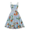 Vestidos casuales 2023 Arco Frente Lindo Daisy Estampado floral Mujeres Spaghetti Strap Vestido Oficina Vacaciones de verano Vintage Swing Plus Tamaño