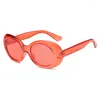 Zonnebrillen dames vintage ovale bril glitterlenzen brillen eyewear voor mannen merkontwerper snoep rood roze geel sunglass