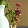 Dekoratif çiçekler yapay etli oda ev dekor çok başlı dianthus süsleri plastik sahte çiçek kümesi buket yeşil bitkiler