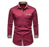 2023 Frühling Herbst Plaid Patchwork Formelle Hemden für Männer Slim Langarm Umlegekragen Weiß Button Up Hemd Kleid Business OffS Camisas US-Größe