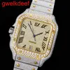 Högkvalitativ mode iced Watchesmens handled lyxiga runda klipp lab gris a34l