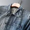 Merk voor herenjacks Autumn Mens middellange denim lange mouw met lange mouwen met één borsten zakken plus maat trench lagen chaqueta hombre 230223