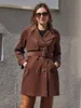 Damesjassen Ziai 2023 Spring herfst Trench Coat Mid Long Simple Classic Double Breasted Jacket Wind Breakher ZS 30014 230222