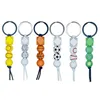 Keychains Lanyards Holzperlen Schl￼sselbund Anh￤nger Sport Basketball Fu￟ball Baseball Quaste Perlen Key Chain Keyring Dolpe Lieferung Dhog6