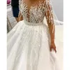 Wedding 2023 Dresses Mermaid Bridal Gown with Detachable Train Long Sleeves Beaded Lace Applique Pearls Custom Made Vestidos De Novia Plus Size