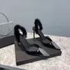 Women's pointy thin sandals fashion crystal diamond mirror leather back strap high heels luxury party wedding shoes size 35-40