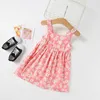 Girl's Dresses 2022 New Baby Girls Sleeveless Flower Print Dresses Clothes Bowknot Kid Summer Princess Dress Children Party Ball Pageant Outfit Z0223