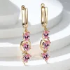 Pendientes de aro Vintage negro piedra ovalada Multicolor circón largo de moda Color dorado boda para mujer joyería regalo