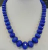 Choker 10-17mm Collier de perles rondes en saphir bleu à facettes 18"