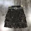 Gonne Donna Moda Autunno Cintura a vita alta Multistrato Corto Perforazione pesante Strass Frange con torta Una linea 230223