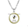 Collane con ciondolo Bella Cartoon Bee Kids Cute Animal Cabochon in vetro Rotondo Catene d'argento per ragazzi Ragazze Bambini Gioielli di moda Drop Dh2Si