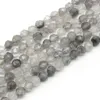 Perles en gros de pierre de cristal gris à facettes naturelles rondes en vrac pour la fabrication de bijoux bracelet à bricoler soi-même 6/8/10 Mm 15 "pouces