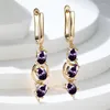 Pendientes de aro Vintage negro piedra ovalada Multicolor circón largo de moda Color dorado boda para mujer joyería regalo