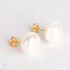Stud 12-14MM Mabe White Baroque Pearl Boucles d'oreilles en or 18 carats Classique Ma Bei Personnalité Magnifique Délicat 230223