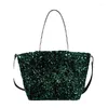 Kvällspåsar Autumn och Winter Super Sequins Tote Bag Women Bling Dinnerhandbagvintage Temperament Shoulder Designer