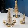 Candle Holders Christmas Tree Holder Candlestick Ornaments Golden Candlelight Decorations For Home 2023 Tabletop Wedding