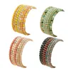 Bangle 7Pcs Women Rhinestone Crystal Bracelets Multilayer Faux Glaze Jewelry Elastic Rope Beads Bangles For Wedding Party Banquet