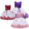 Flickans klänningar 0 till 2 år gamla småbarn spädbarn formella klänningar och klänningar rosa lila blå och gul klänning för flickor kläder sommar