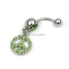 Navel Bell Button Rings D0213 Peace Belly Ring Mix Colors Drop Delivery Jewelry Body Dhgarden Dhfab