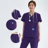 Basic Pro Medical Uniform Scrub Set Donna Uomo 2 pezzi Scollo a V Top Pantaloni con coulisse Pro Heather Nursing Slim Tunica XSY-202