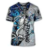 Camisetas masculinas de pesca linda camuflagem 3D T-shirt masculino Harajuku Moda de manga curta Camisa de verão Summer Fashion Tamanho grande cl 022223h