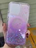 Magnet Wireless Charging Cases For Iphone 14 Plus 13 Pro Max 12 Fashion Hard Arcylic TPU Dropping Glue Bling Confetti Sequins Gradient Shockproof Magnetic Cover