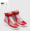 2023 Famous Brand America Cup high-top Sneakers Shoes Bike Fabric Patent Leather Light Rubber Sole Red Casual Walking Discount Sports Shoe EU38-46 Original Box