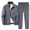 Vêtements de sport 1 ensemble deux pièces tempérament fermeture éclair côtelé manchette veste taille élastique pantalon pour sport hommes tenue